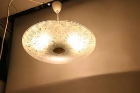 Large Round Glass Ceiling Lamp 1950s