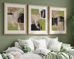 Set Of 3 Prints Simple Modern Art Lime