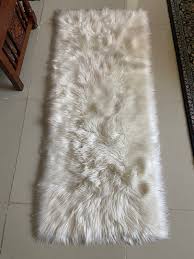 57 inches length white faux fur fluffy