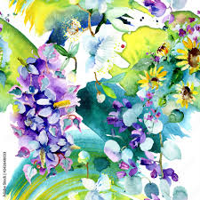 bouquet flowers watercolor background