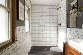 Bathroom remodel ideas subway tile southern newlywed the modern farmhouse small white design bathrooms using. Our Modern Subway Tile Bathroom Bright Green Door