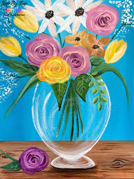 flower vase painting step by step