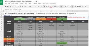 Smolov Squat Routine Spreadsheet Includes Smolov Jr