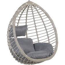 Boho Grey Rattan Hanging Chair No Stand