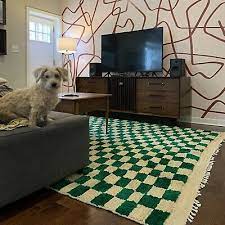 green checd area rug moroccan