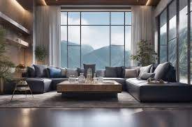 A Modern Style Living Room With A Large