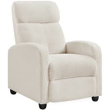 yaheetech upholstered boucle recliner adjule reclining chair w pocket spring ivory