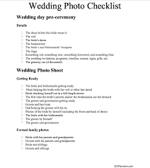 wedding photo checklist 2024 free
