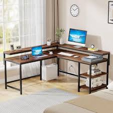 Rustic Brown Wood Computer Desk With