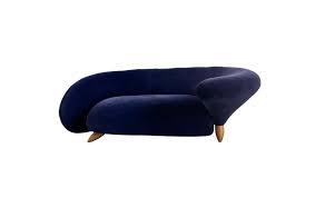 sculptural postmodern blue velvet sofa