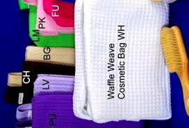 large waffle weave spa cosmetic bag