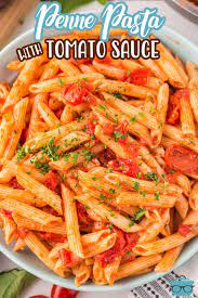 penne pasta with homemade tomato sauce