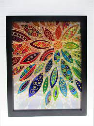 Abstract Flower Art Glass Painting