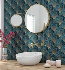 teal gold acrylic shower wall panel