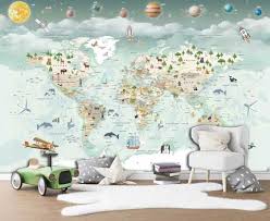 Wall Mural For The Nursery World Map
