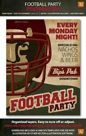 Tailgate Party Flyer Template Retro Football Party Event Poster Or