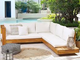 Solid Wood Lounge Garden Furniture Set Mallorca Version Right Acacia Brown White Xxl Seating Group Sofa For Garden Terrace Balcony