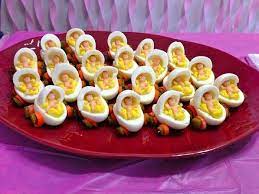 A great idea for a friend or family member's shower! Deviled Egg Babies For A Baby Shower Crafty Morning