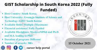 GIST Scholarship in South Korea 2022 (Fully Funded) - Career help portal