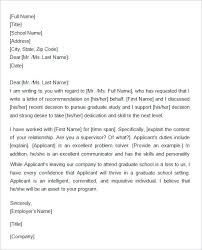 Employer Reference Recommendation Letter Graduate Sample