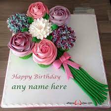 flower bouquet cake with name editing