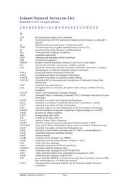 Federal Hansard Acronyms List