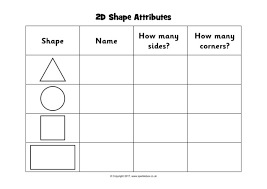 2d Shape Attributes Chart Worksheets Sb11818 Sparklebox