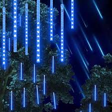 Walfront Led Meteor Shower Lights Waterproof Falling Rain Drop Lights For Christmas Outdoor Garden House Window Xmas Tree Decoration 11 8inch 8 Tubes 144 Leds Blue Walmart Com Walmart Com