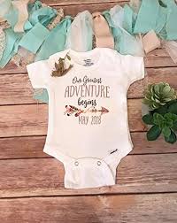 Our Greatest Adventure Begins Pregnancy Announcement Onesie Pregnancy Reveal To Parents Adventure Onesie Coming Soon Baby Announcement