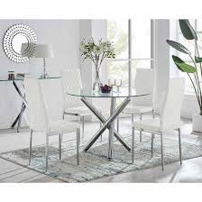 Selina Chrome Round Glass Dining Table