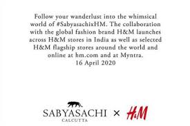 See actions taken by the people who manage and post content. Sabyasachi Teams Up With H M For Ready To Wear Collection