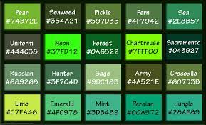 Green Names With Hex Rgb Color Codes