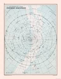 International Star Chart Northern Hemisphere Bartholomew 1892 23 X 29 95