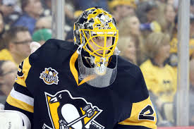 A goaltender mask, commonly referred to as a hockey mask or a goalie mask, is a mask worn by ice hockey, inline hockey, field hockey, bandy and floorball goaltenders to protect the head from injury. Marc Andre Fleury Literally Erases Matt Niskanen With Cause Pensburgh