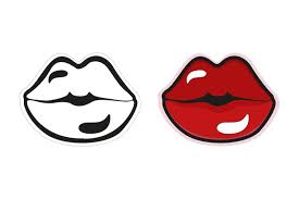 stickers of lips with a red lip and a