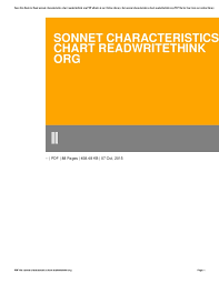 Sonnet Characteristics Chart Readwritethink Org
