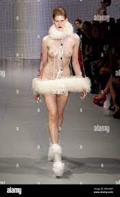 EDITORS NOTE NUDITY A model on the catwalk during the Charlie Le Mindu fashion  show, at the OnOff venue in central London as part of London Fashion Week  Stock Photo - Alamy