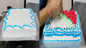 square cake decoration er cream
