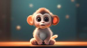 a cute adorable baby monkey rendered in