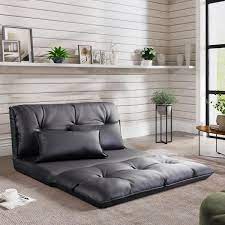 anbazar adjule 30 in folding futon sofa bed with 2 pillows video gaming sofa mattress for reading living room bedroom black