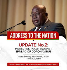 Set out the governments priorities for build up show 11 february 2021 sona 2021 up show 11 february 2021 we want president to address the issues of covid 19 in sona 2021 11. President Akufo Addo Addresses Nation On Measures Taken By Gov T To Combat The Coronavirus Pandemic Ministry Of Health