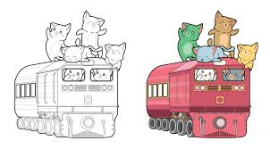 Große sammlung ausmalbilder zum malen. Katzen Auf Der Lokomotive Cartoon Malvorlagen Fur Kinder 2068176 Vektor Kunst Bei Vecteezy