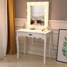 led lights square mirror vanity table