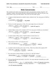 Moles to grams conversions worksheet answers. Worksheet Mole Conversions Pre Ap Teacher Note This Worksheet Is Intended For Honors Pre Ap Students Name Key Teacher Notes Class Date Mole Course Hero