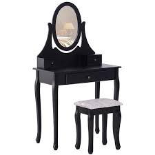 homcom 31 5 in black wood makeup vanity