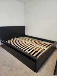 Ikea Malm High Black Wooden Bed Frame