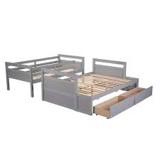Gray Twin Over Full Wood Bunk Bed