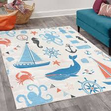 nautical decorative rug pastel colored