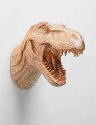 T Rex Head Dinosaur Wall Mount In Gold