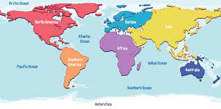 Carte Du Monde Continents Et Océans - carte du monde avec les noms des continents et des océans 2046888 Art  vectoriel chez Vecteezy